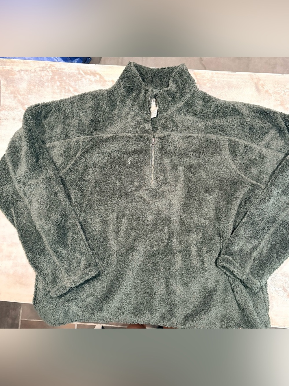 L.L. Bean Men's Olive Green Sherpa Half-Zip Pullover